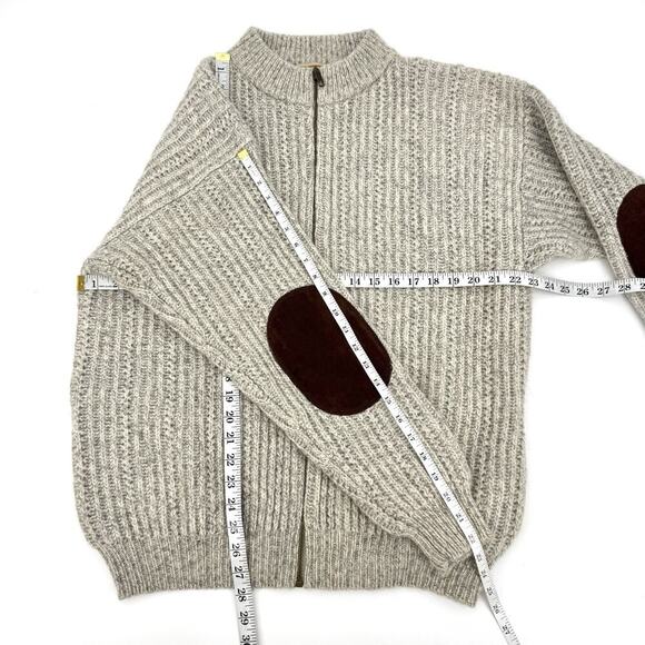 VTG Woolrich Sweater Cardigan Men's Large Wool Blend Full Zip Fisherman Chunky - Picture 8 of 9